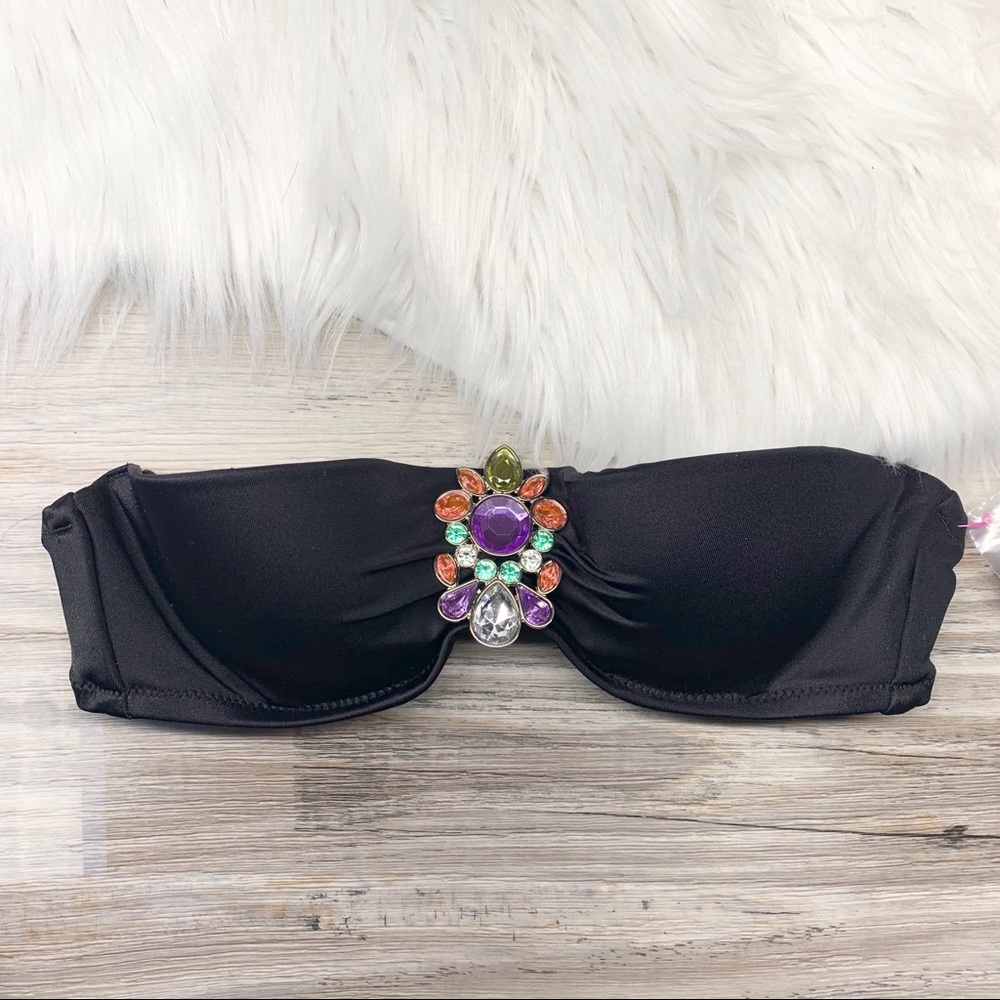 Victoria’s Secret Black Jeweled Bandeau Bikini Top